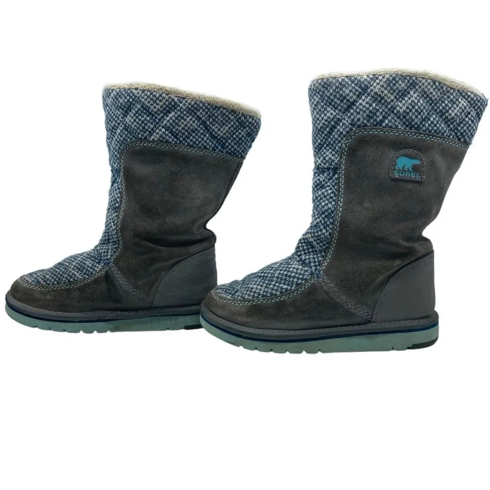 Sorel Kids Sz 3 Style 1573411051 Suede Soft Boots Gray‎ Blue